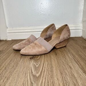 Eileen Fisher Suede D’Orsay Block Heel Pumps | Blush Taupe | 8.5